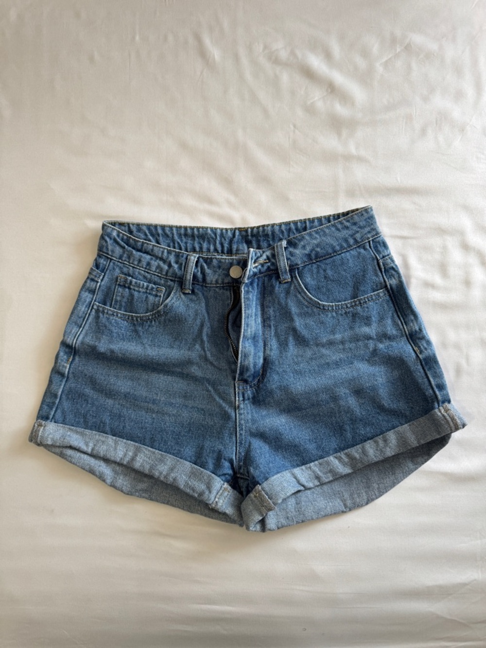 SHEIN Blue High-Rise Denim Shorts